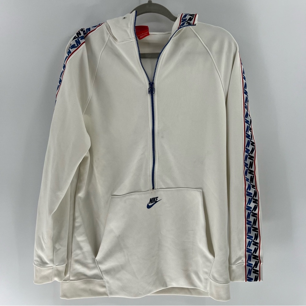 Nike Sportswear Taped Half Zip Hoodie Men's S Sail Blue Logo AJ2296-133